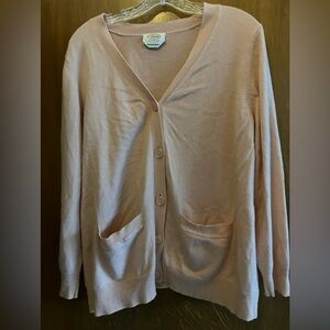Talbot’s Women Silk and Cashmere Orange Sherbet V Neck Cardigan Sweater size XL